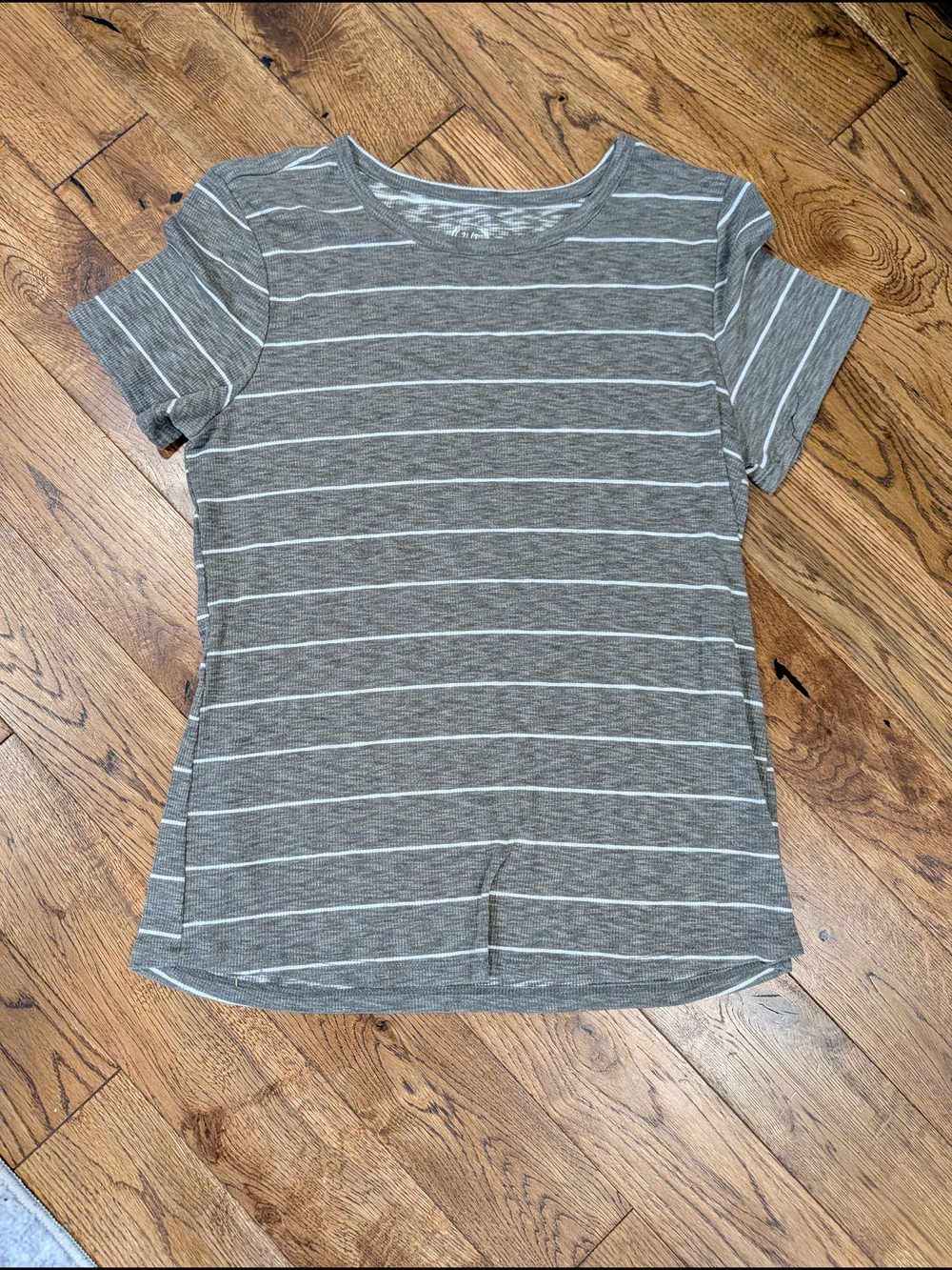 Maurices Gray and White Striped Short Sleeve Tee